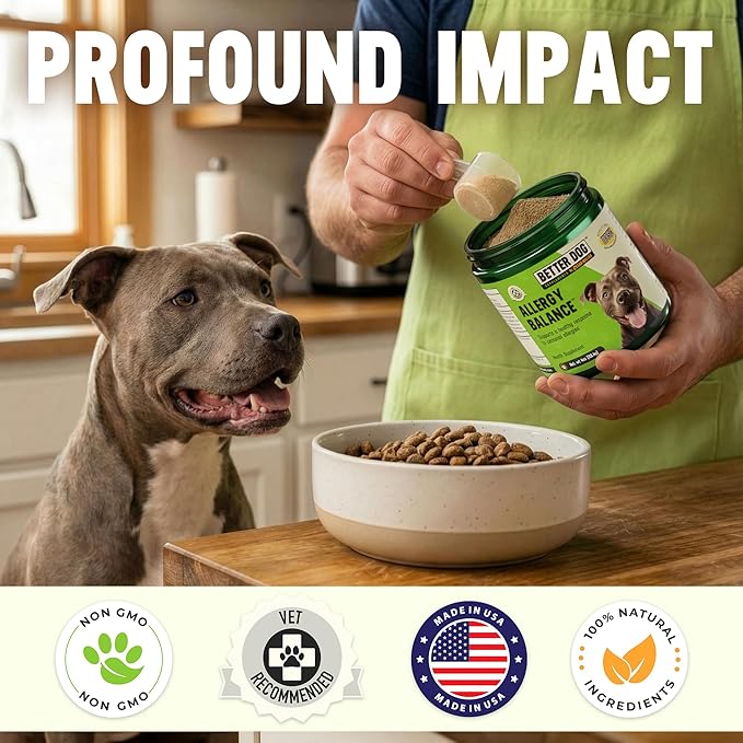 Better Dog Supplements Allergy Balance by Cesar Millan – Natural Allergy Support Powder for Dogs – Seasonal Allergies, Itching & Occasional Allergy Relief with Herbal Ingredients – 4oz (60-Day Supply)