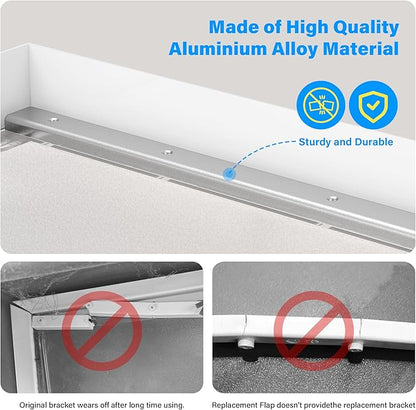 2 Pack Large Dog Door Replacement Flaps and 1 Metal Bracket with Screws, Compatible with Petsafe Freedom Doggie Doors, PAC11-11039 10 1/8" X 16 7/8" Magnetic Closure,Flexible (Frosted Transparent)