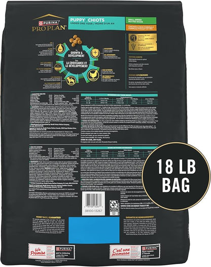 Purina Pro Plan High Protein Small Breed Puppy Food DHA Chicken & Rice Formula - 18 lb. Bag Packaging May Vary