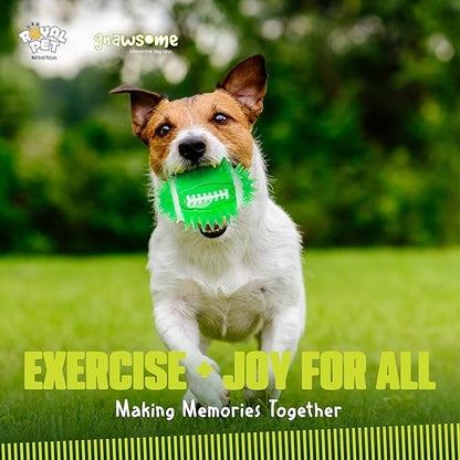 Gnawsome 4.5" Spiky Squeak & Light Football for Dogs - Durable, Rubber Bouncy Puppy Fetch & Chew Toy for Your Pet, Colors Will Vary for All Breed Sizes