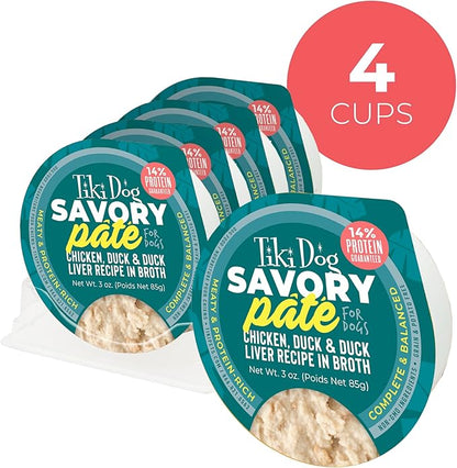 Tiki Dog Pate Wet Cat Food, Chicken, Duck & Duck Liver, 3 oz. Cup (4 Count)