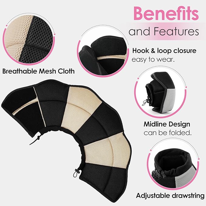 AOFITEE Dog Cone - Soft Dog Cone to Stop Licking, Comfy Cones for Dogs After Surgery, Adjustable Dogs Cones Collar Elizabethan Pet E-Collar for Medium Pets, Pet Recovery Collar, Black Medium