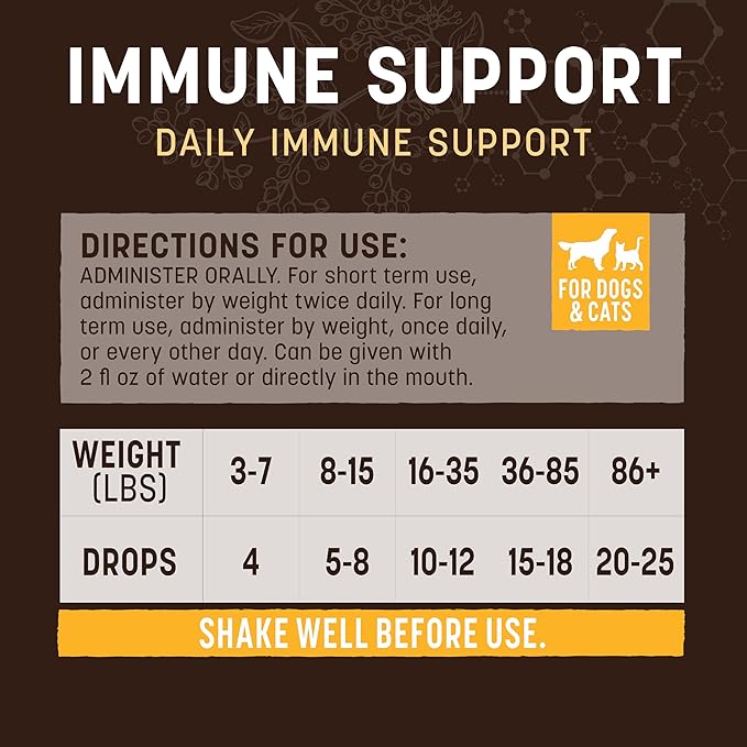 Earth Animal Apothecary Liquid Supplement - Immune Support Herbal Remedies for Dogs & Cats - 2 fl oz