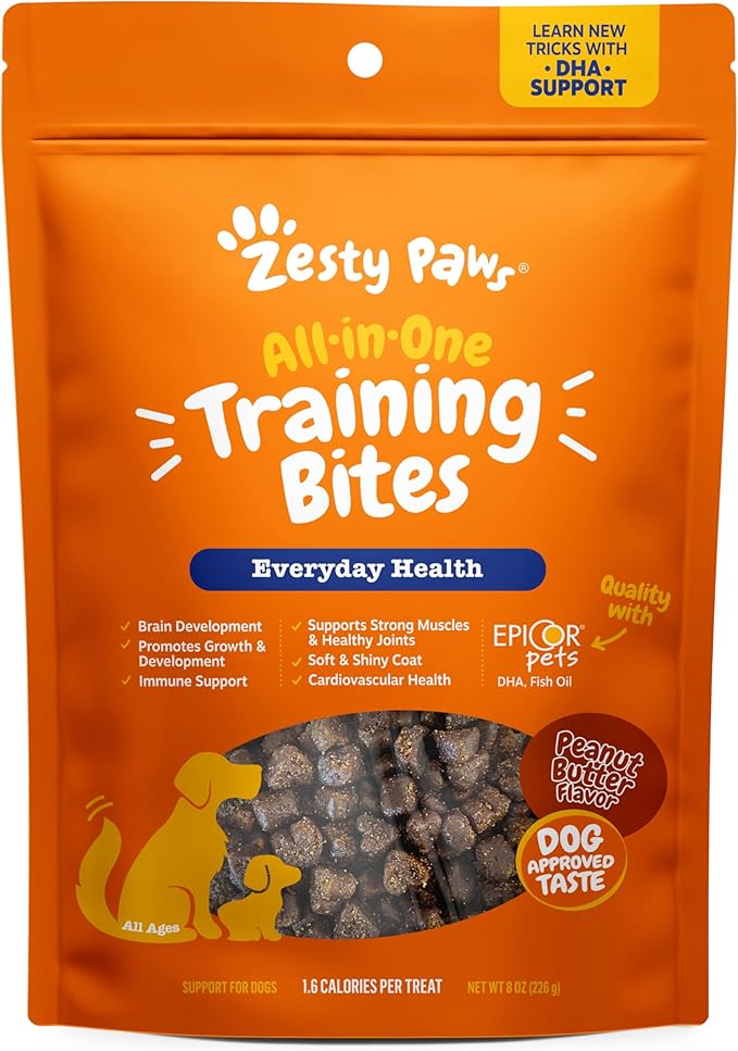 Zesty Paws Training Treats for Dogs & Puppies - Dog Treats for Training - Healthy Dog Chews for Hip, Joint & Muscle Health - for All Breeds and Ages - PB Flavor - 8oz