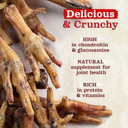 Natural Farm Nail-Free Chicken Feet Dog Treats (40 Pack), 100% Free-Range Air Dried Chicken Feet, No Nails, Fully Digestible, High Protein, Low Calorie, Joint Support, Single Ingredient