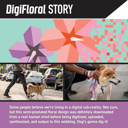Wolfgang Heavy Duty Martingale Dog Collar with Quick Release Nylon Buckle for Walking & Training, DigiFloral Print, Small