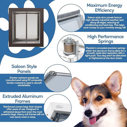Plexidor Wall Mount Pet Doors for Cats and Dogs - Energy Efficient Pet Freedom - Bronze