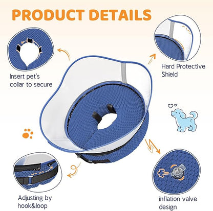 Supet Raised Inflatable Dog Cone Alternative Collars for After Surgery, Dog Donut Collar After Surgery, Soft Pet Cone for Small Medium Large Dogs to Stop Licking