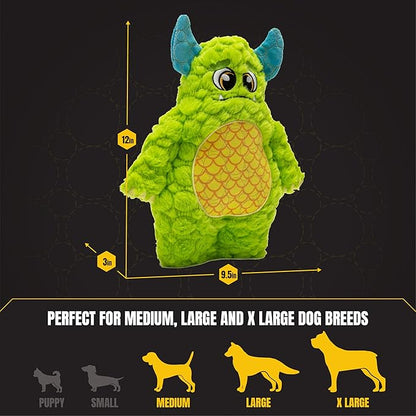 Bite Force Dog Toy - Large Durable & Strong Plush Green Monster Dog Toy, Kevlar-Reinforced for Aggressive Chewers