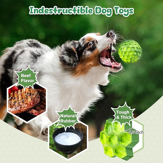 Tough Dog Chew Toys for Aggressive Chewers, Indestructible Dog Balls for Aggressive Chewers, Squeaky Balls for Dogs, Squeaky Toys for Large Dogs, Funny Heavy Duty Ball