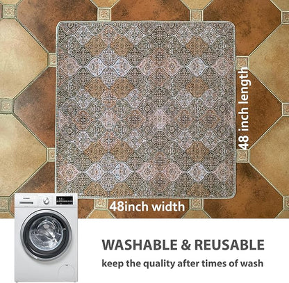 nunubaby Washable Pee Pads for Dogs, Stylish, Non-Slip and Leak-Proof Pee Pads. Reusable Potty Pads for Dogs for Crates and Floors.(Brown/Multi, 48" x48" )