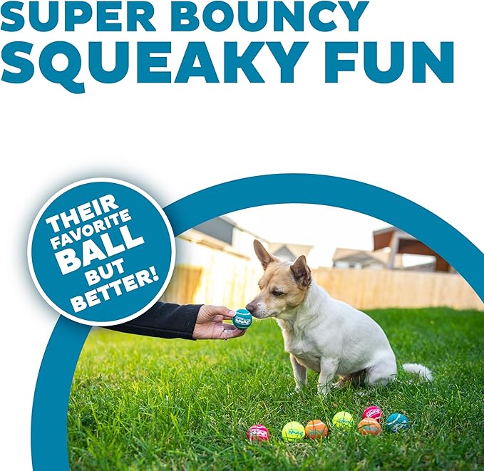 Outward Hound Squeaker Ballz – Squeaky Tennis Balls for Dogs Under 25 lbs, Interactive Dog Toy for Fetch & Training, Small (2"), 8‑Pack