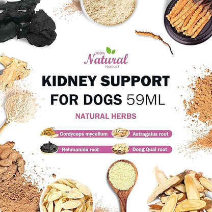 Kidney Support Supplement for Dogs - Supports Kidney Function Health in Dog - Natural Herbal Drops 2 oz - Improve Blood in Urine, Lack of Appetite, Weight Loss, Excessive Drinking, Lethargy, Dull Coat
