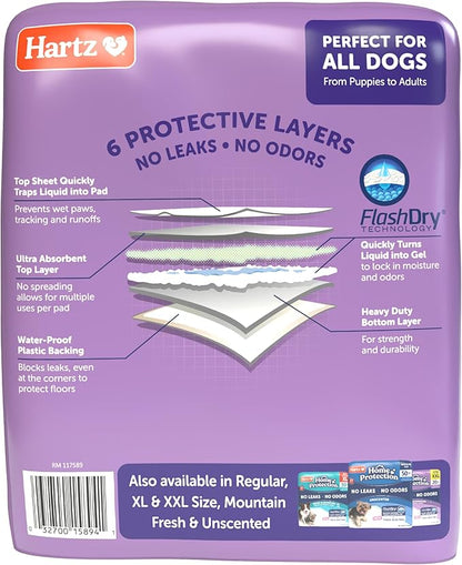 Hartz Home Protection Super Absorbent Odor Eliminating Lavender Scented No Leak Dog Pads, 3XL 14 Count