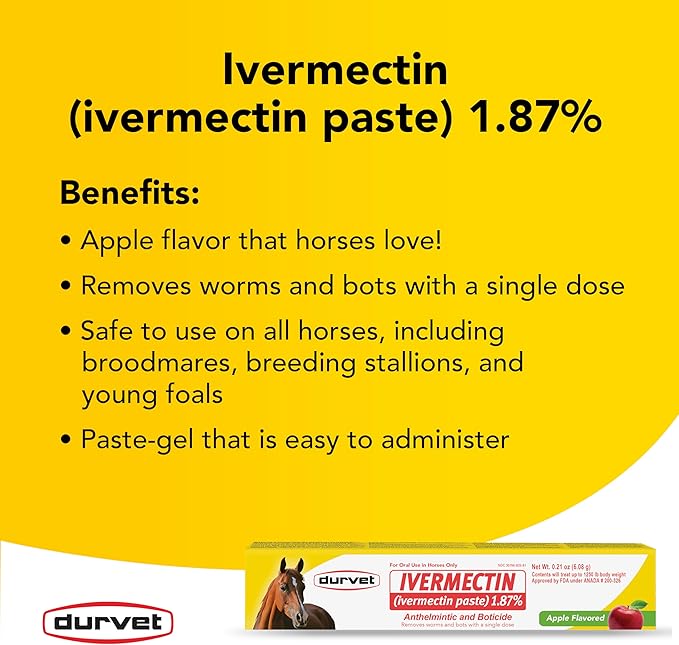 Ivermectin Paste Dewormer - 6.08g dose @ 1.87%-Apple Flavored, 6 Count