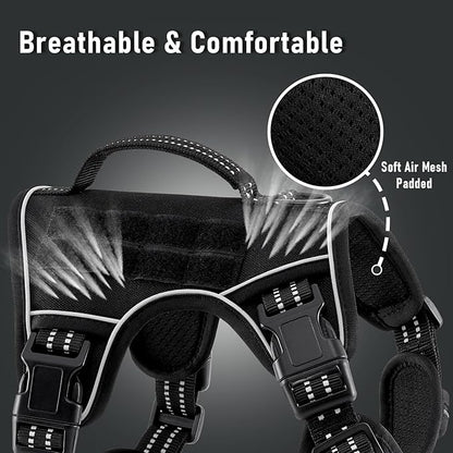 Extra Small Dog Harness, No-Pull Pet Harness with 2 Leash Clips, Adjustable Soft Padded Dog Vest, Reflective No-Choke Pet Oxford Vest with Easy Control Handle for XSmall Dog Breeds, Black, XS