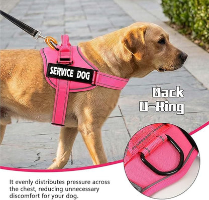 MUMUPET Service Dog Vest Harness, No Pull Reflective Adjustable with Handle, Soft Breathable Padding for Small Dogs, 2 Removable Velcro Patches (Hot Pink, XS)