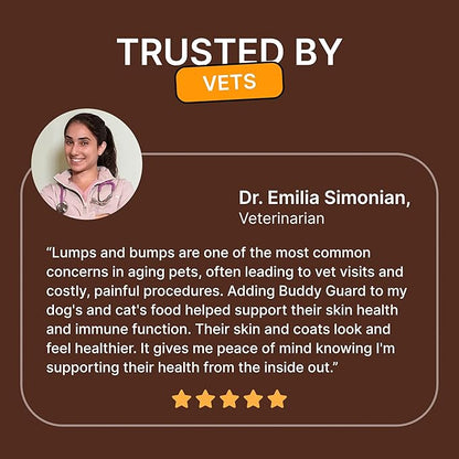 Petsmont Buddy Guard for Lumps and Bumps, Lipoma for Dogs & Cats, Patent Pending Organic 9 Mushroom Powder Blend Natural Dog Probiotic & Immune Support Chaga, Reishi, Lion's Mane, Turkey Tail Mushroom