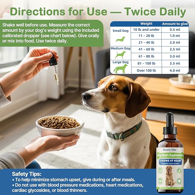 Heartw0rm Prevention for Dogs, Fast-Absorbing Liquid with Hawthorn & Motherwort, Supports Heart Function & Smooth Circulation, Helps Maintain Daily Vitality,Young Heart for Dogs, 2 fl oz/60 mL