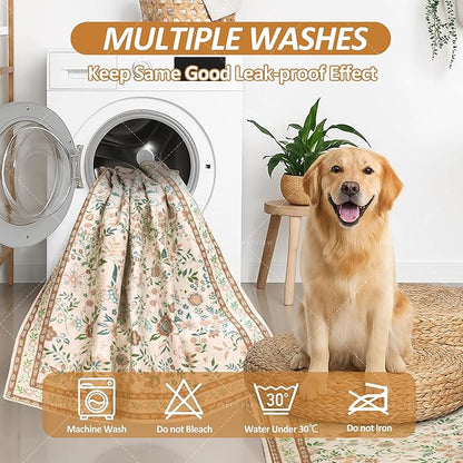 Washable Pee Pads for Dogs, 2 Pack Super Absorbent Reusable Puppy Pads with Colorful Flowers Patterns for Potty Training, Floor, Couch, Bed, and Crate,18"x 24"