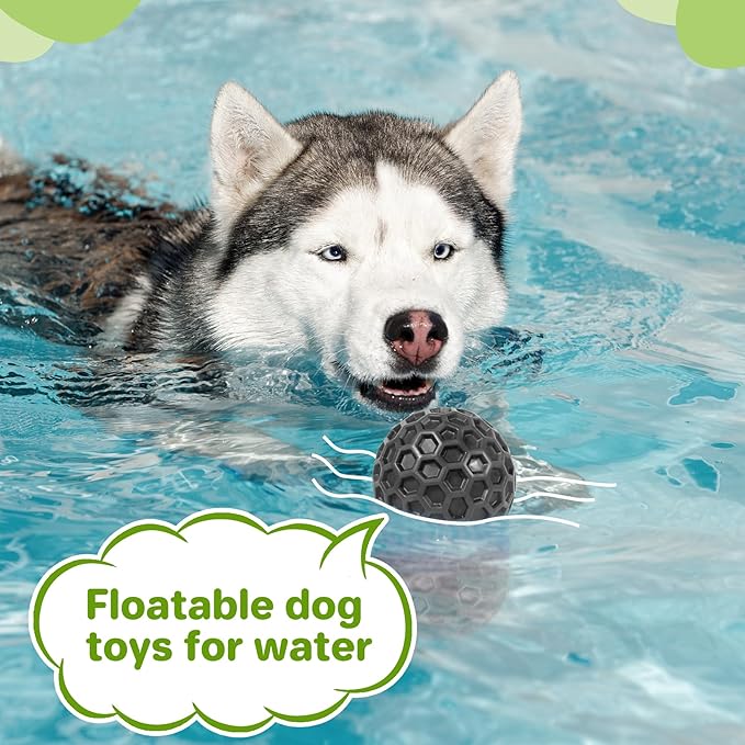 Indestructible Squeaky Dog Balls, Dog Toys for Aggressive Chewers Large Breed for Relieving Anxiety, Tough Dog Chew Toys Balls for Aggressive Chewers, Outdoor Squeaky Dog Toys for Large Dogs