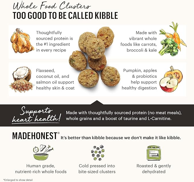 The Honest Kitchen Whole Food Clusters Small Breed Whole Grain Chicken Dry Dog Food, 1 lb Trial Pouch (Pack of 2)