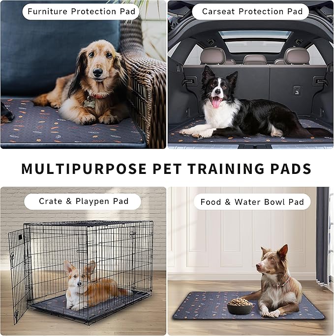 Sunheir Washable Pee Pads for Dogs 2-Pack Reusable Puppy Pads Pet Training Pads, Waterproof Dog Pee Pads for Crate, Whelping Pad, Non-Slip Protects Against Urine Leakage (Leaves - Light Grey, 31x36)