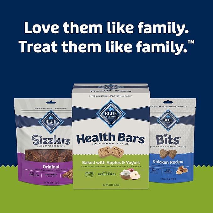 Blue Buffalo Mini Health Bars Crunchy Dog Biscuits, Oven-Baked with Natural Ingredients, Apples & Yogurt, 2-lb Box