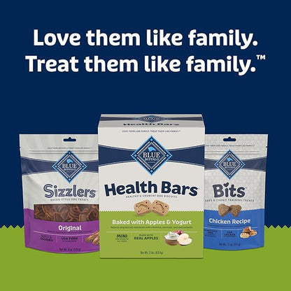Blue Buffalo Mini Health Bars Crunchy Dog Biscuits, Oven-Baked with Natural Ingredients, Apples & Yogurt, 2-lb Box