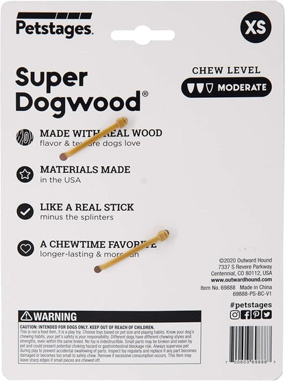 Pupstages Super Dogwood Dog Chew Toy – Real-Wood Blend, Natural Wood Flavor & Texture, Moderate Chewers, XS, 6"