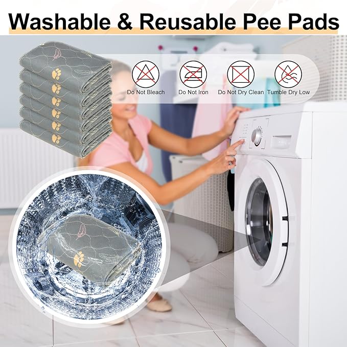 BEAUTYZOO Reusable Puppy Pads,Washable Pee Pads for Dogs,Non Slip Wee Wee Pad for Potty Training,Thick Heavy Absorbent Underpads for Playpen,Bed,Sofa,Crate,Whelping,Travel & Outdoor Spring, 16"x 24"