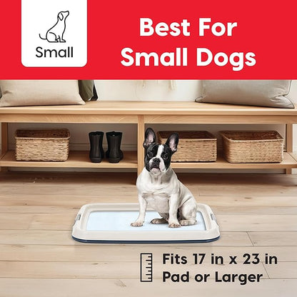 IRIS USA Pee Pad Holder for Dogs and Puppies, Potty Training Tray with Secured Latches, Non-Skid Feet, Leak Protection, Easy Clean Surface, Fits 17"x 23" Puppy Pads Size, Navy