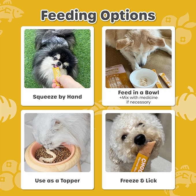 Choolip Squeeze Vita Stick Lickable Cat and Dog Treats, 7-Count Kidney Support, Tuna and Pollack with Pumpkin, Blueberry and Omega-3, Grain-Free, Vet-Formulated