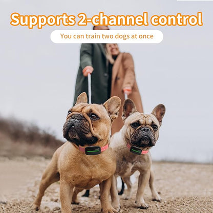 Dog Training Shock Collar 4300FT Dog Bark Collar with Remote IP67 Waterproof 4 Training Modes Beep Vibration Shock Light Mode Magnetic Charger Electric Dogs Collar 8-25 inches Double Shock Rose Bloom