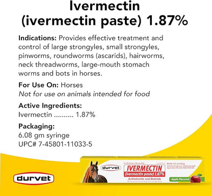 Ivermectin Paste Dewormer - 6.08g dose @ 1.87%-Apple Flavored, 6 Count