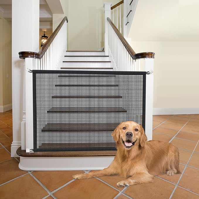 2-Pack Dog Gate for Stairs Pet Gates for The House: Dogs Screen Mesh Gate for Doorways Stairways Indoor 29 inch Tall, 34 inch Wide, Fits Openings 28'' to 31'' Wide