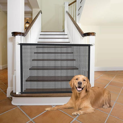 Dog Gate for Stairs Pet Gates for The House: Dogs Screen Mesh Gate for Doorways Stairways Indoor 29 inch Tall, 50 inch Wide Fits 44-47 inch Openings
