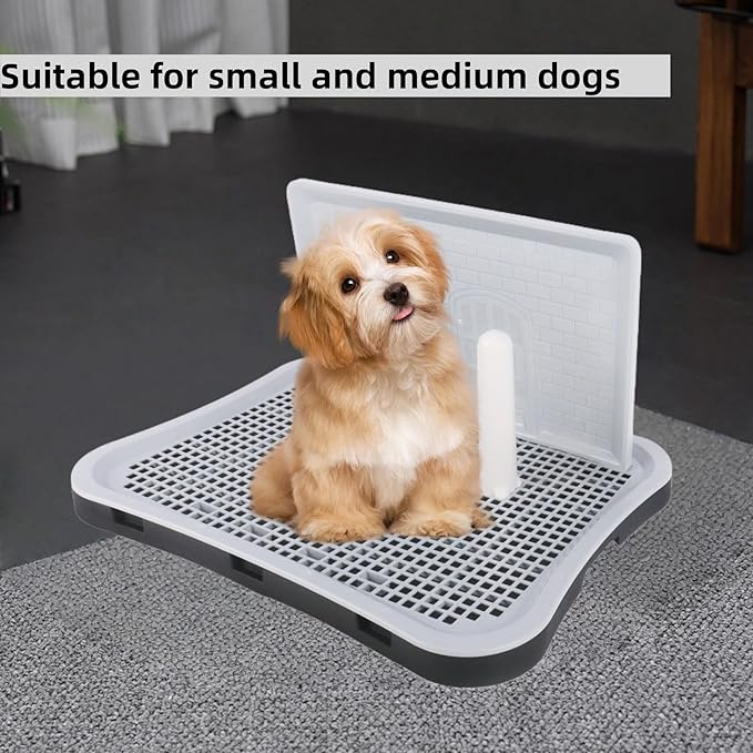 Pee Pad Holder, Puppy Pad Holder, Indoor Dog Potty with Splash Guard & Center Post, Pee Pad Holder for Small and Medium-Sized Dogs 20.1"X15.5" (Gray)