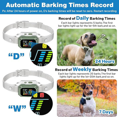 Dog Bark Collar for Large Medium Small Dogs, Rechargeable Smart Bark Collar, Anti Barking Training Collar with Adjustable Sensitivity Beep Vibration Shock