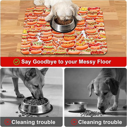 Dog Food Mats for Floors Waterproof Mat for Cat Food and Water Bowls - Absorbent Quick Dry Non Slip Mat for Pet Feeding