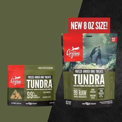 ORIJEN Grain Free High Protein Freeze Dried Dog Treats Tundra Recipe 8oz Bag