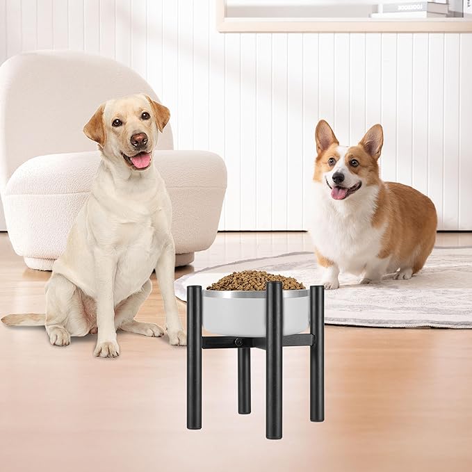 PROERR Lifted Dog Bowl Stand - Without Bowls, Single Raise Pet Food Table Adjustable Wide 6-10", Tall 8 10 12" - Bowl Stand Size Optional, Dog Bowls Holder Elevated for Small Medium Large Dogs Breed