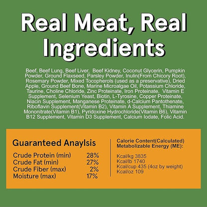 Real Meat Air Dried Dog Food w/ Real Beef - Four 5lb Bags of USA-Crafted Grain-Free Real Meat Dog Food Sourced from Hormone-Free, Grass-Fed Beef - Digestible, Natural, High Protein