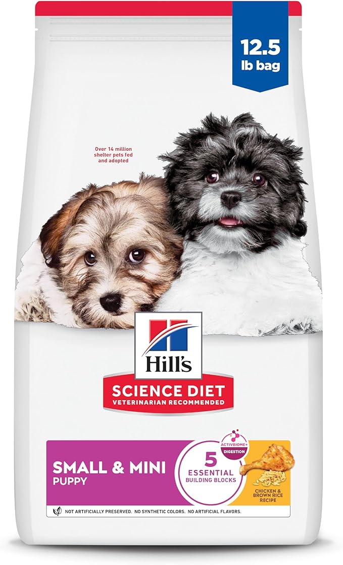 Hill's Science Diet Puppy Small & Mini Dry Dog Food, Chicken & Brown Rice, 12.5 lb. Bag