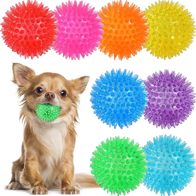 VITEVER 8 Colors 2.5” Squeaky Dog Toy Balls for Small Medium Dogs, Puppy Chew Toys for Teething, Spiky Balls for Small Dogs, Durable Toys for Teeth Cleaning and Training - Safe, BPA Free