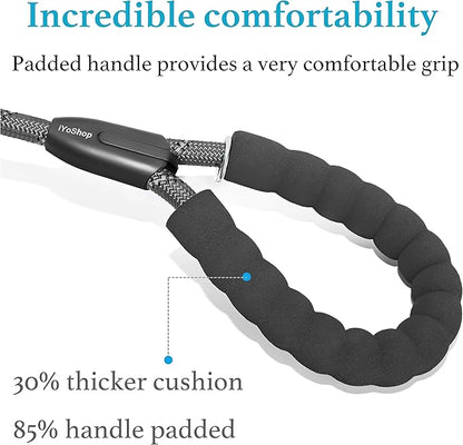 iYoShop Dual Dog Leash - 360° Swivel, No Tangle Walking Leash with Shock Absorbing Bungee for Two Dogs (Large, 25-150 lbs, Grey)