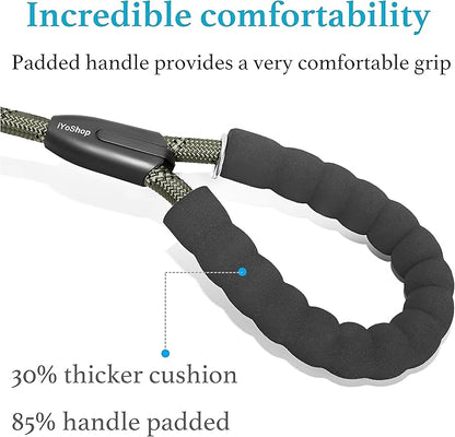 iYoShop Dual Dog Leash - 360° Swivel, No Tangle Walking Leash with Shock Absorbing Bungee for Two Dogs (Medium, 8-35 lbs, Military Green)
