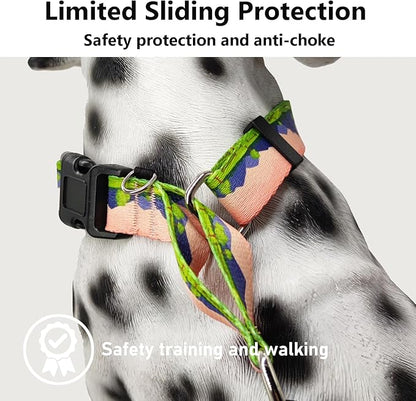 Martingale Collar for Dogs with Buckle No Pull Adjustable Nylon Limited Slip Training Dog Collars (Red Sunset, Large)