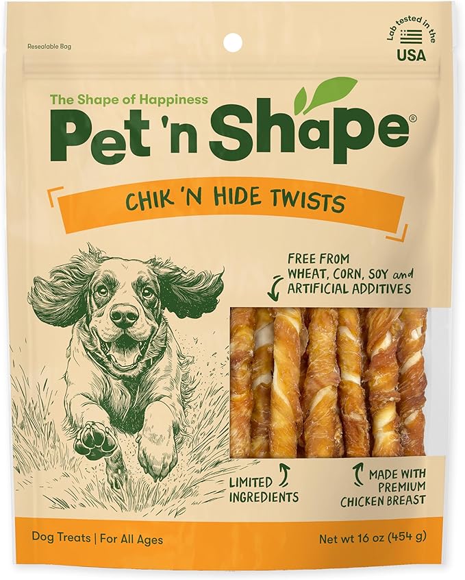Pet 'n Shape Chik 'n Hide Twists – Chicken Wrapped Rawhide Natural Dog Treats, Small, 16 oz