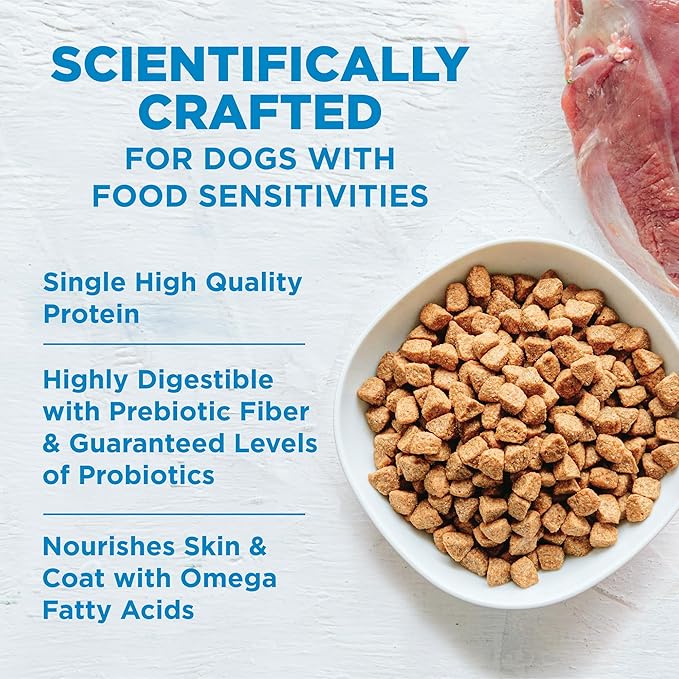Wellness Simple Limited Ingredient Diet Adult Dry Dog Food, Wholesome Grain Kibble, Sensitive Stomach, Skin & Coat Support, Natural, Chicken Free, Lamb and Oatmeal Recipe, 40 lb Bag